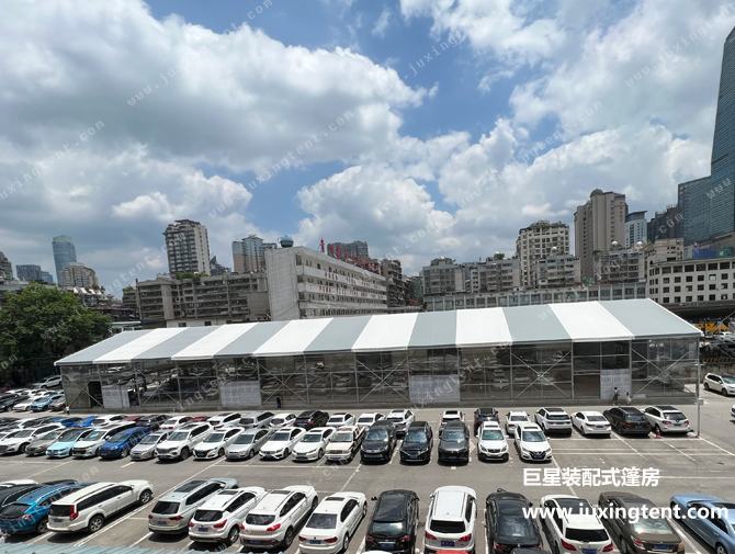 人字頂籃球篷房 透明軟玻璃墻體 人字頂籃球篷房 透明軟玻璃墻體